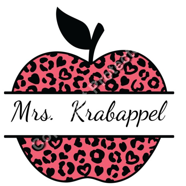 Custom Teacher Name Leopard Print Apple Thumbnail