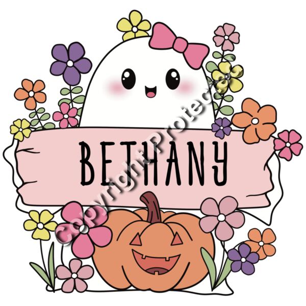 Custom Halloween Ghost with Flowers Thumbnail