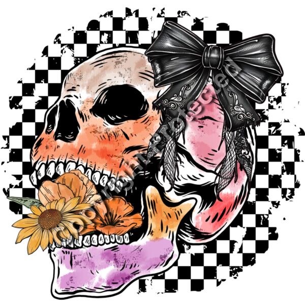 Floral Skull with Bow Thumbnail