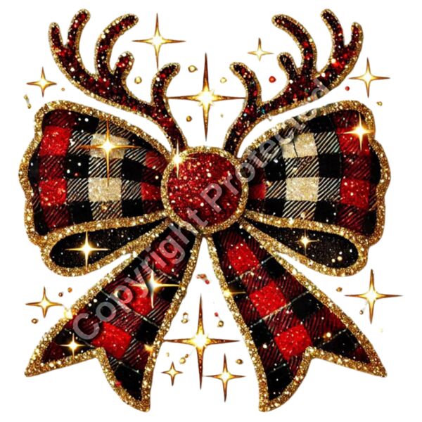 Buffalo Plaid Reindeer Bow Thumbnail