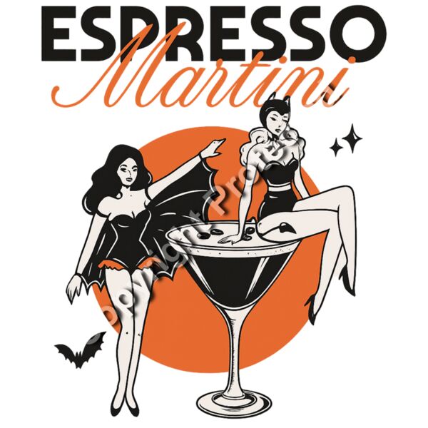 Espresso Martini Halloween Graphic – Retro Witches Cocktail Design Thumbnail