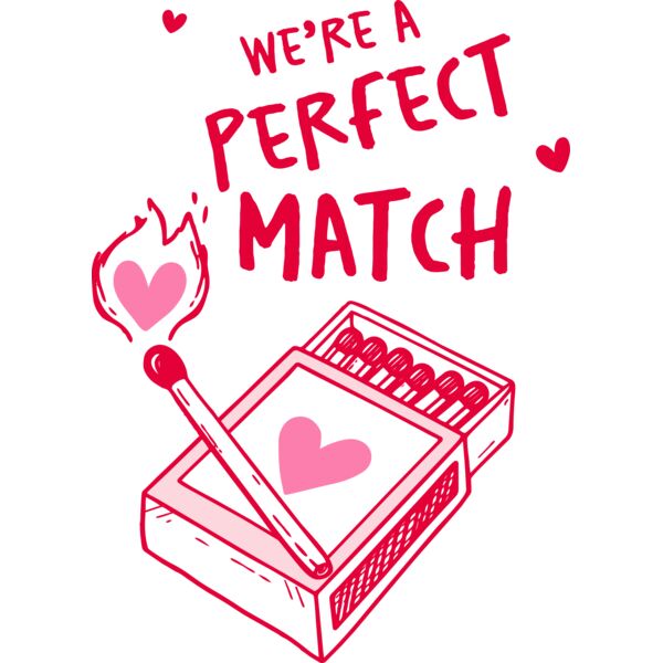 Perfect Match Matchbox Valentine Graphic | Transfer or  Tee Thumbnail